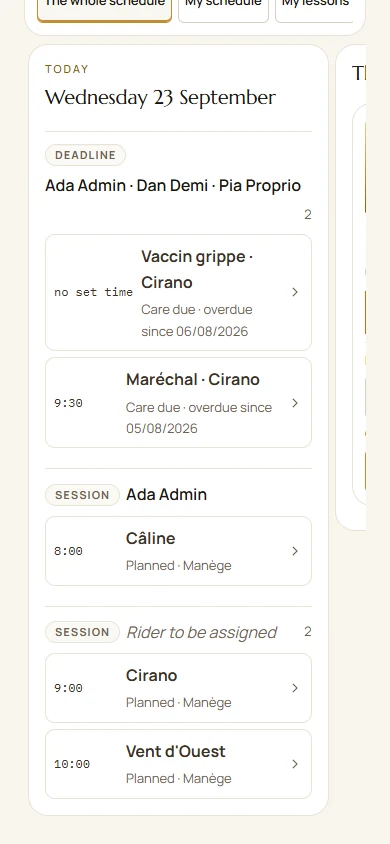The Paddoco schedule and the day's sessions.